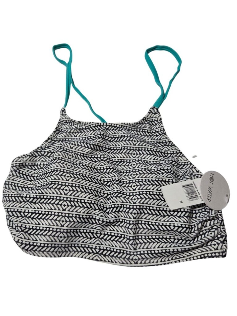 Hot Water Aztec Bikini Top Size Medium Black White Swimwear Swimsuit Beach Pool
